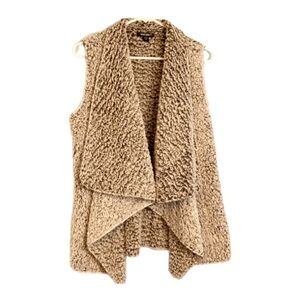Wild Stitch Faux fur multi colored gray Sherpa Waterfall Vest soft cozy One Size